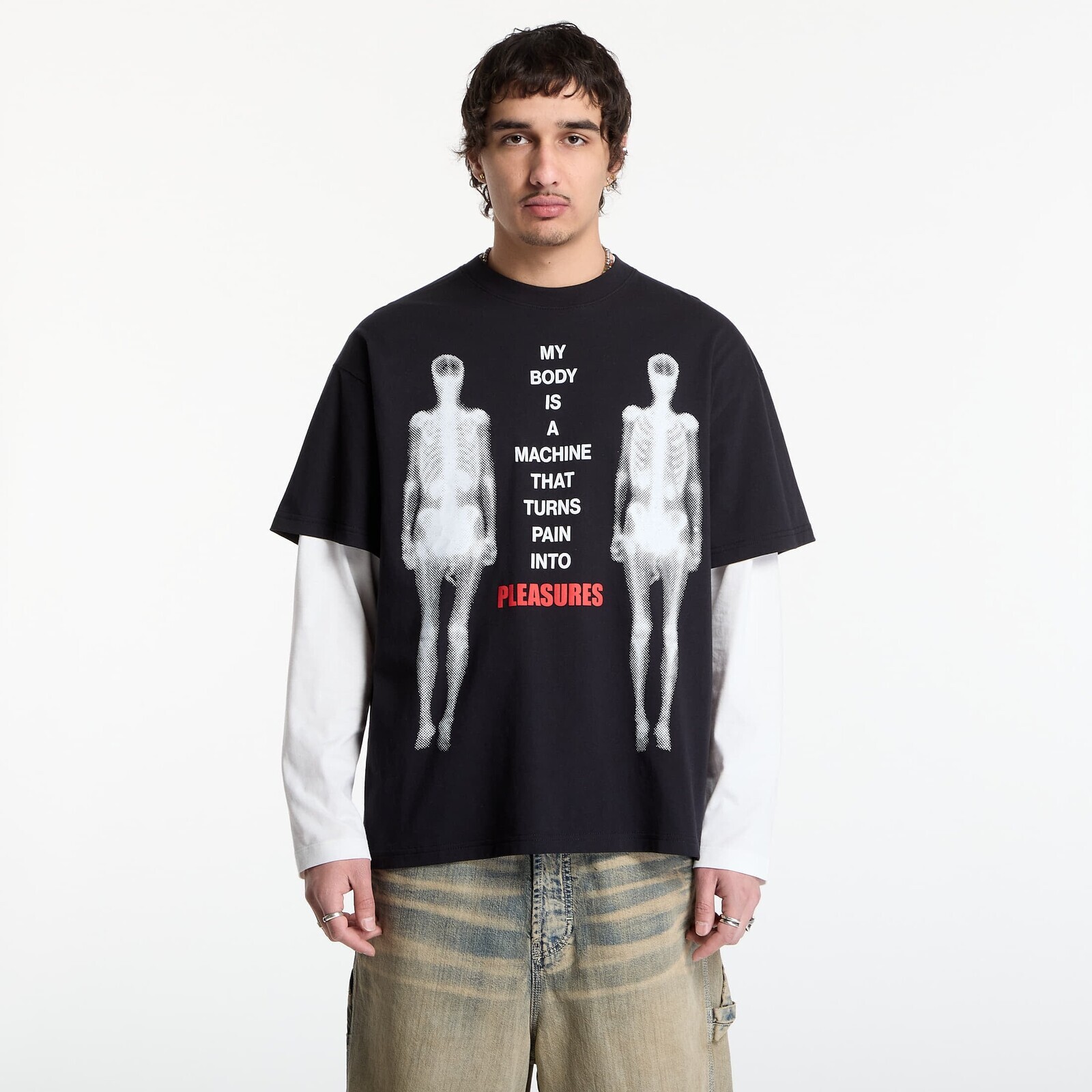 Tričko PLEASURES Machine T-Shirt Black XXL