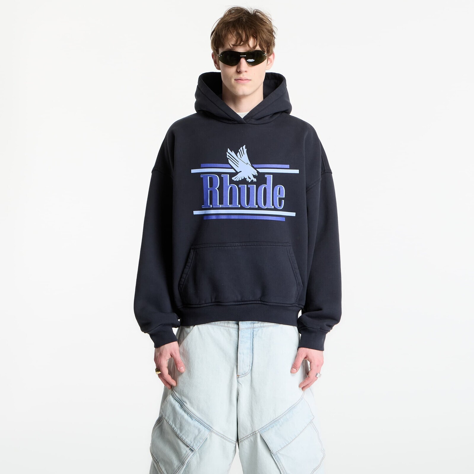 Mikina Rhude Rossa Hoodie Vintage Black/ Blue XXL
