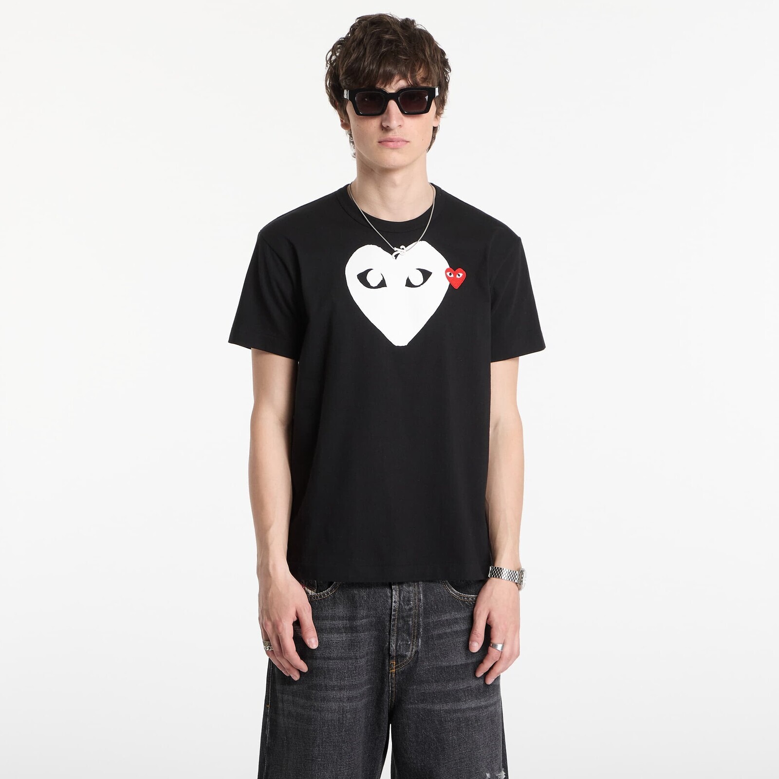 Tričko Comme des Garçons PLAY T-Shirt Red Emblem Knit UNISEX Black M
