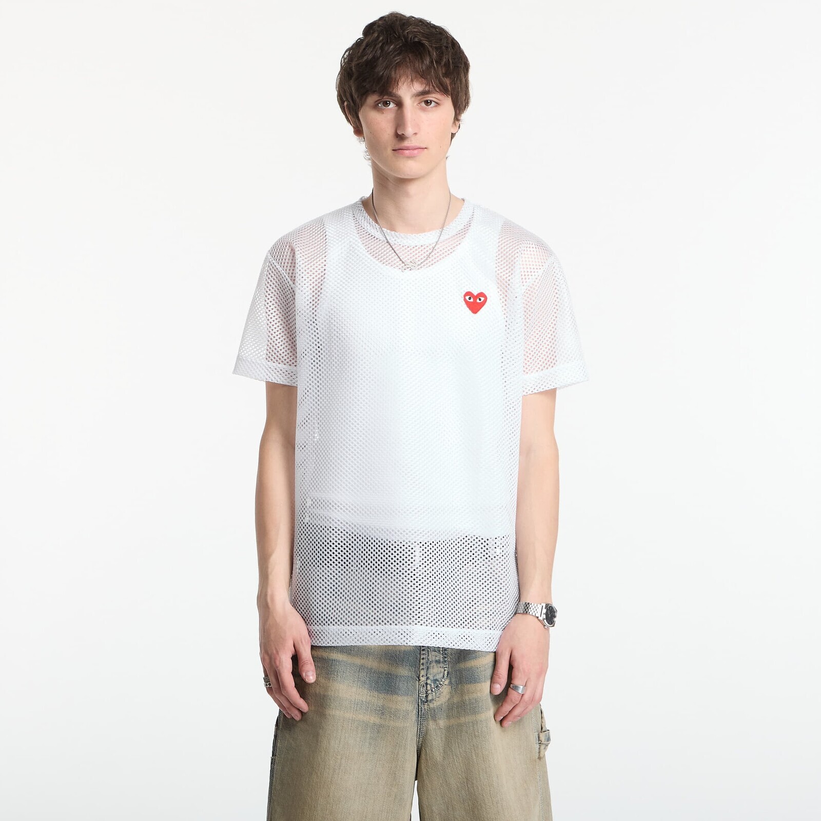 Tričko Comme des Garçons PLAY T-Shirt Red Emblem White XL