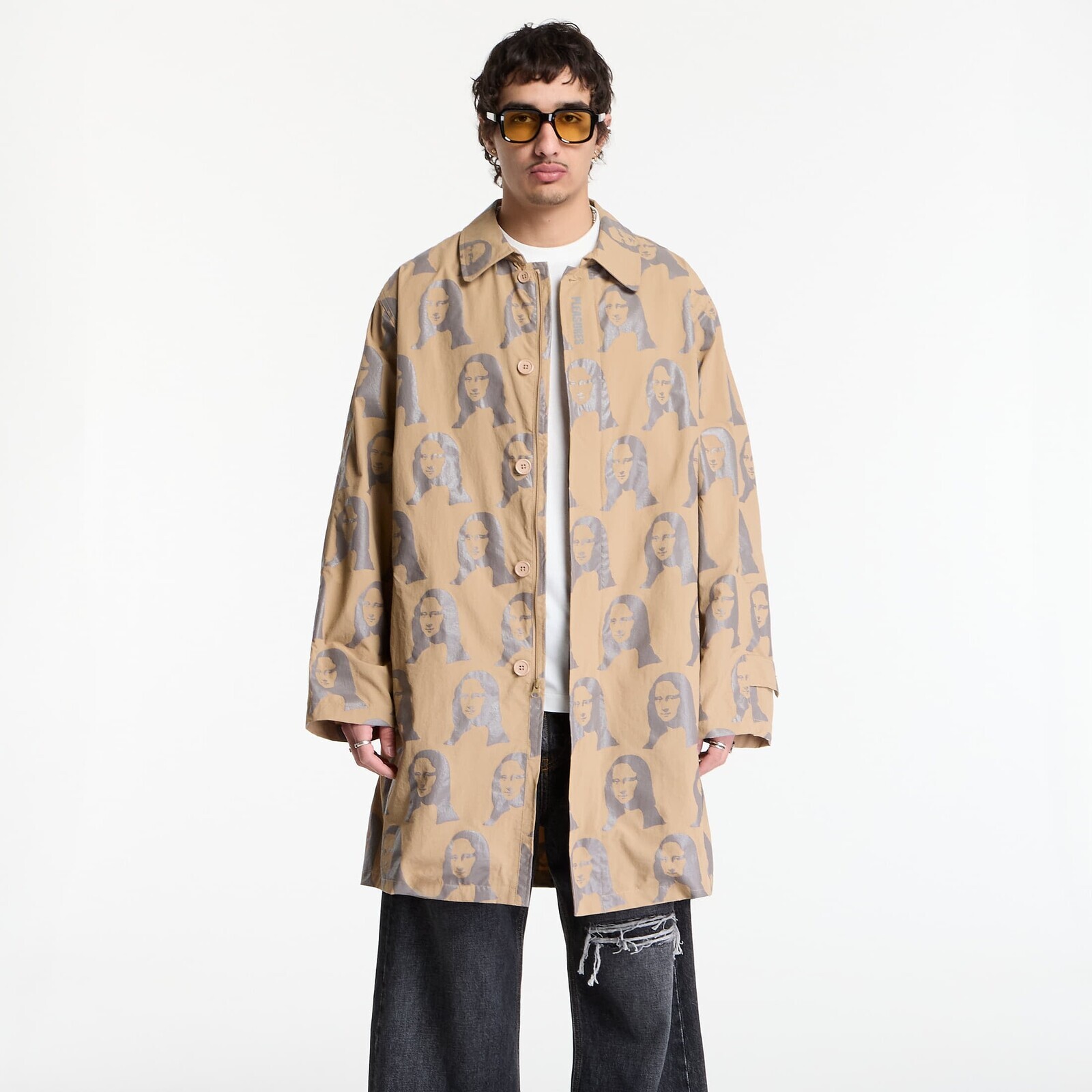 Kabát PLEASURES Mona Single Breasted Coat Beige S/M