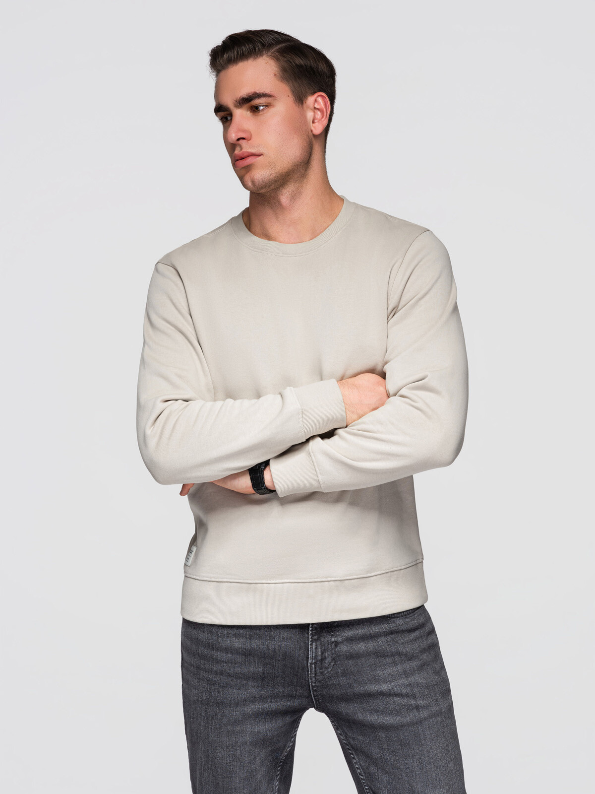 Ombre Men's BASIC sweatshirt with round neckline OM-SSBN-0271