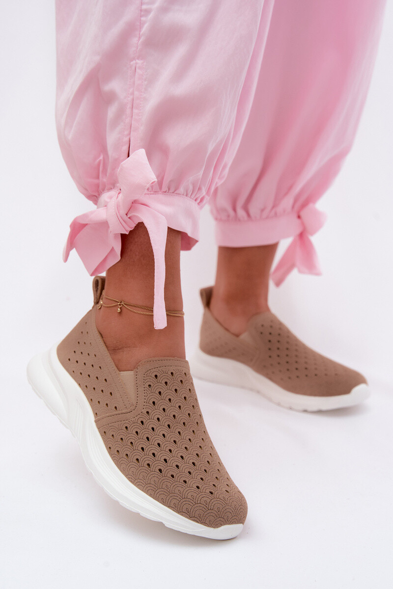 Dámske slip-on sieťované tenisky béžové