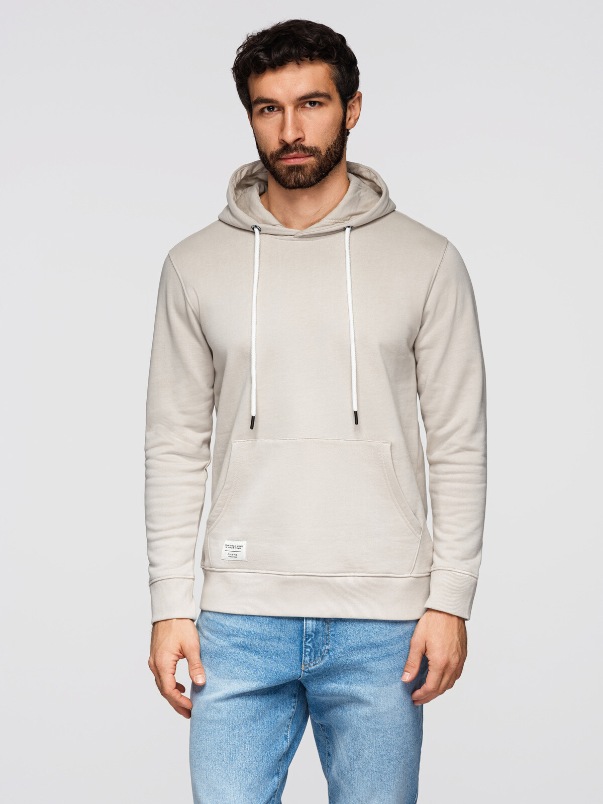 Ombre Men's BASIC cotton kangaroo hooded sweatshirt OM-SSBN-0270