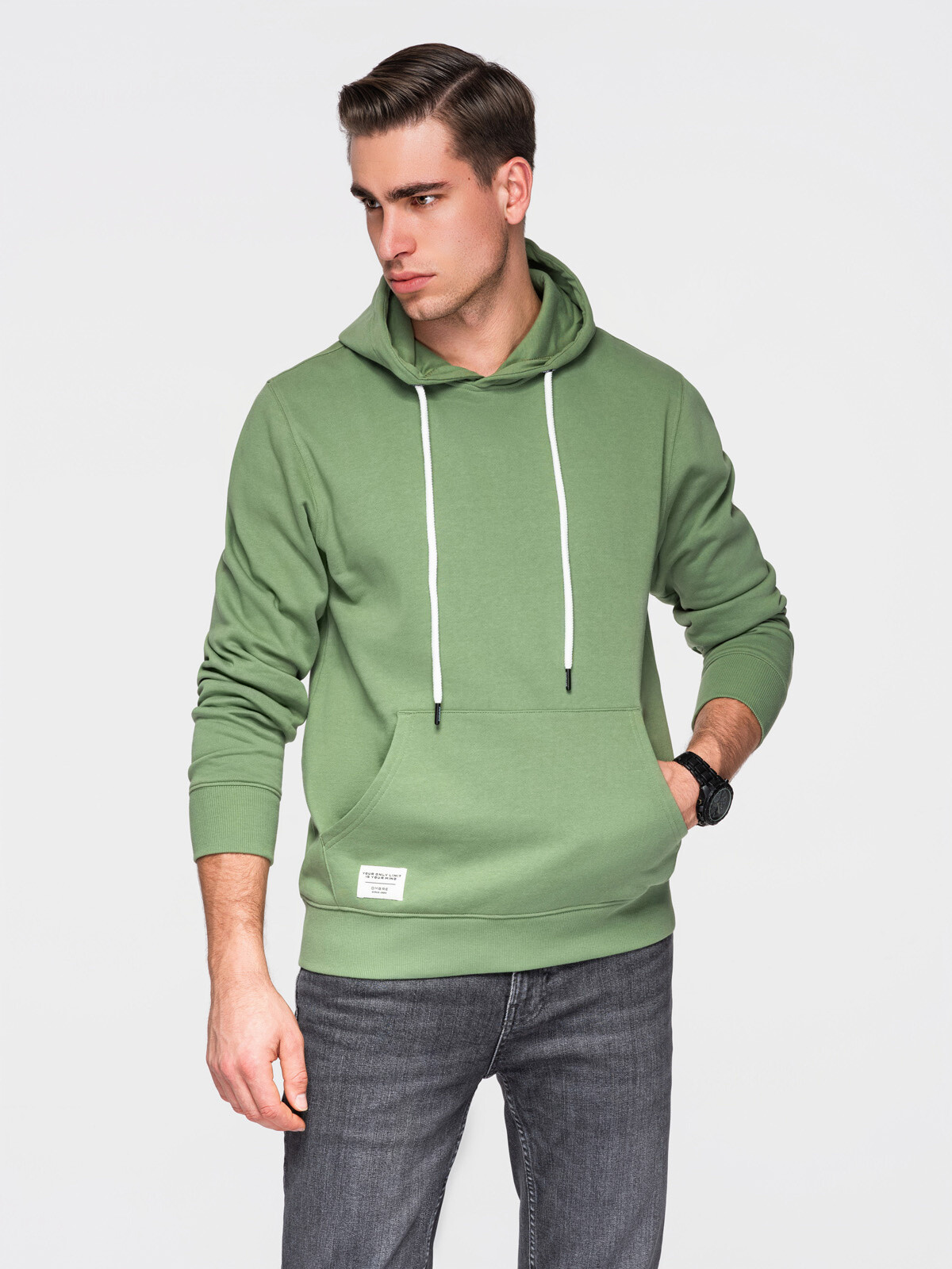 Ombre BASIC men's cotton sweatshirt kangaroo hooded sweatshirt OM-SSBN-0270