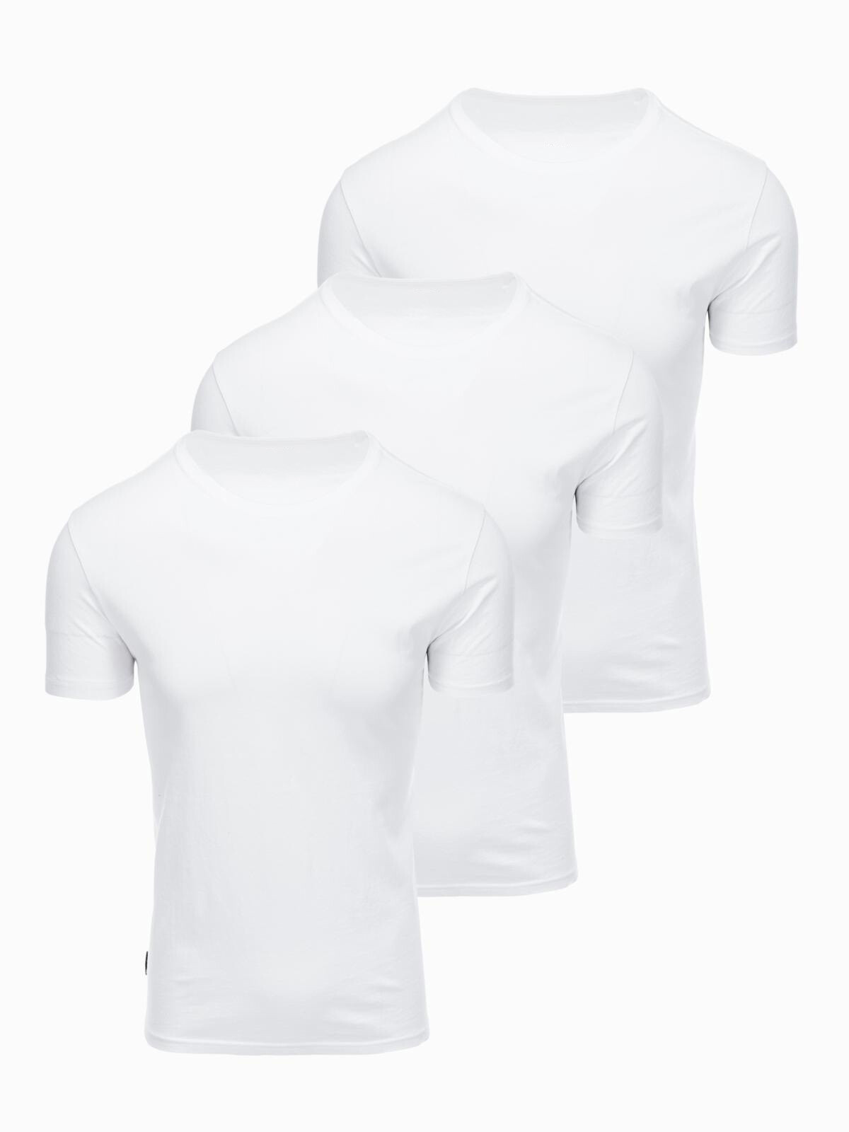 Ombre BASIC men's cotton round neck T-shirt set - 3x white