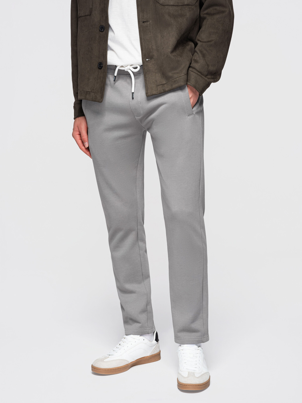 Ombre Men's BASIC cotton sweatpants with unlined leg - grey
