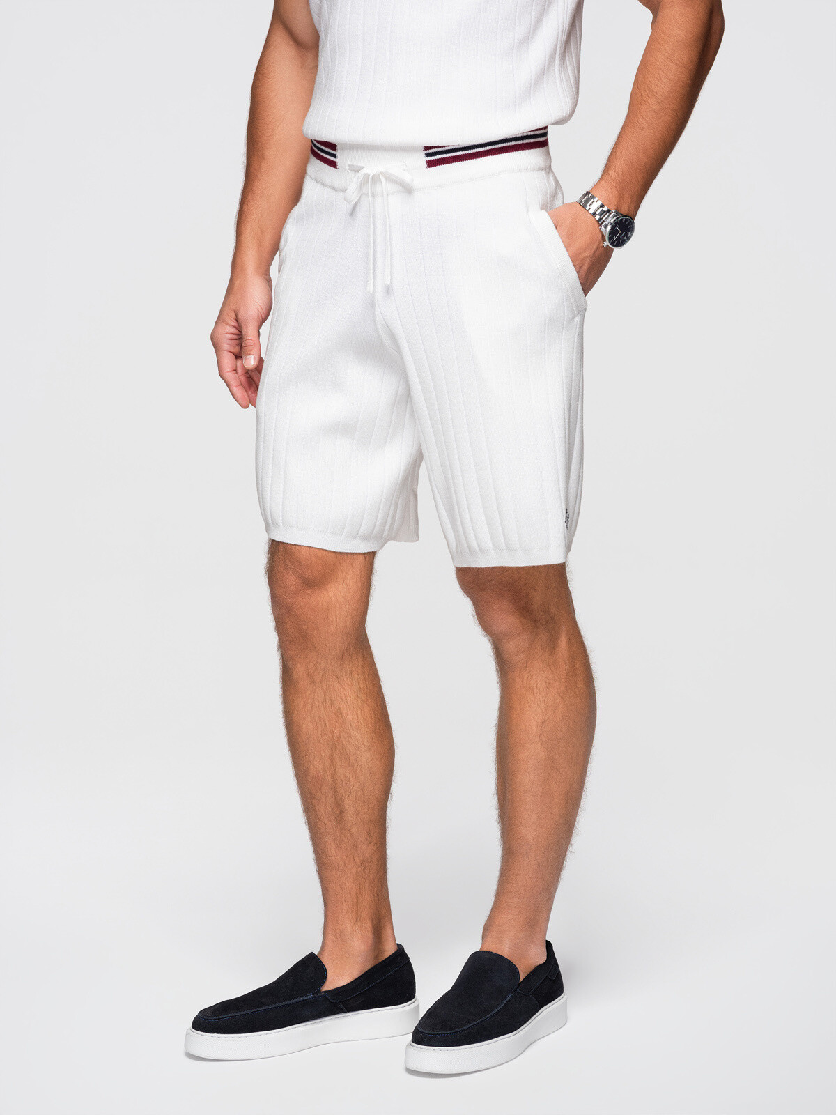 Ombre Viscose structured men's REGULAR shorts - white
