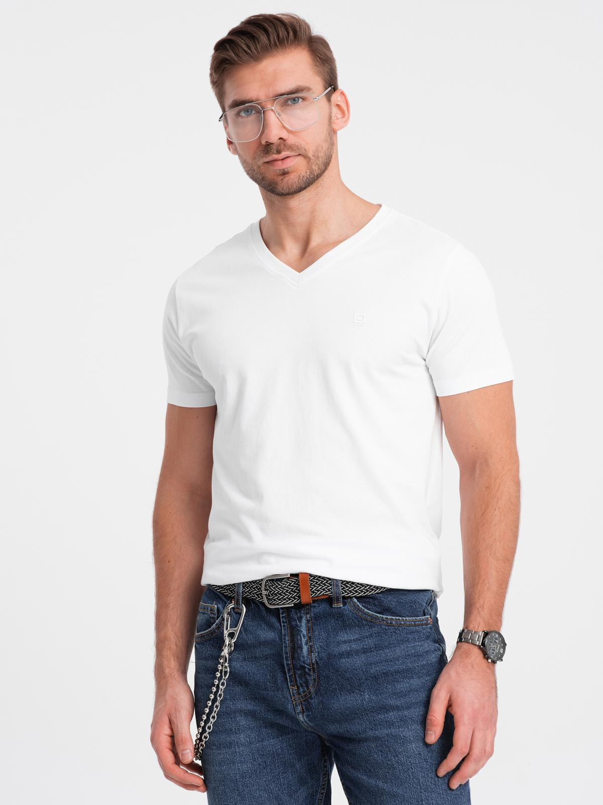 Ombre Signed men's V-neck t-shirt with elastane