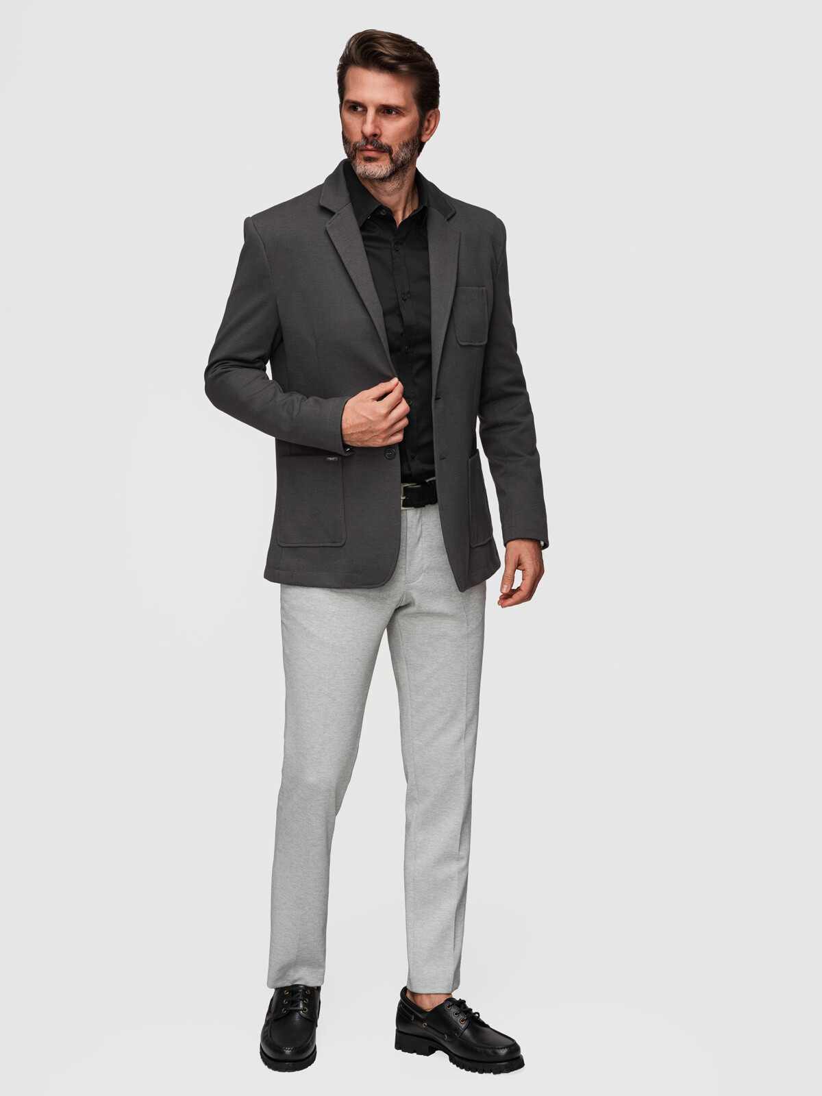 Ombre Men's slim-fit knit blazer with subtle texture