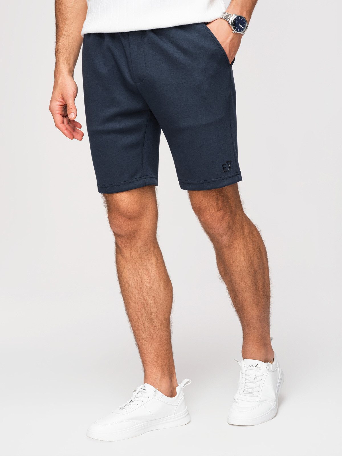 Ombre Men's smooth knit REGULAR FIT shorts - navy blue