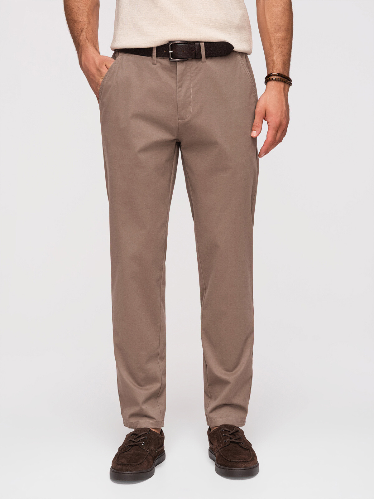 Ombre Men's uniform chino REGULAR FIT trousers - brown
