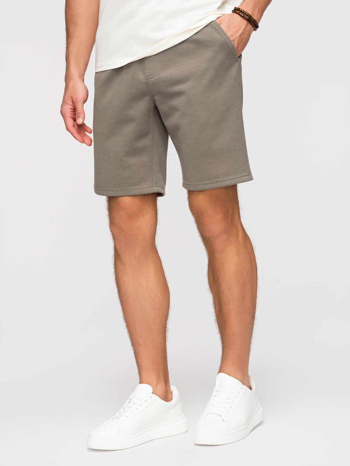 Ombre Men's REGULAR FIT structured shorts - khaki
