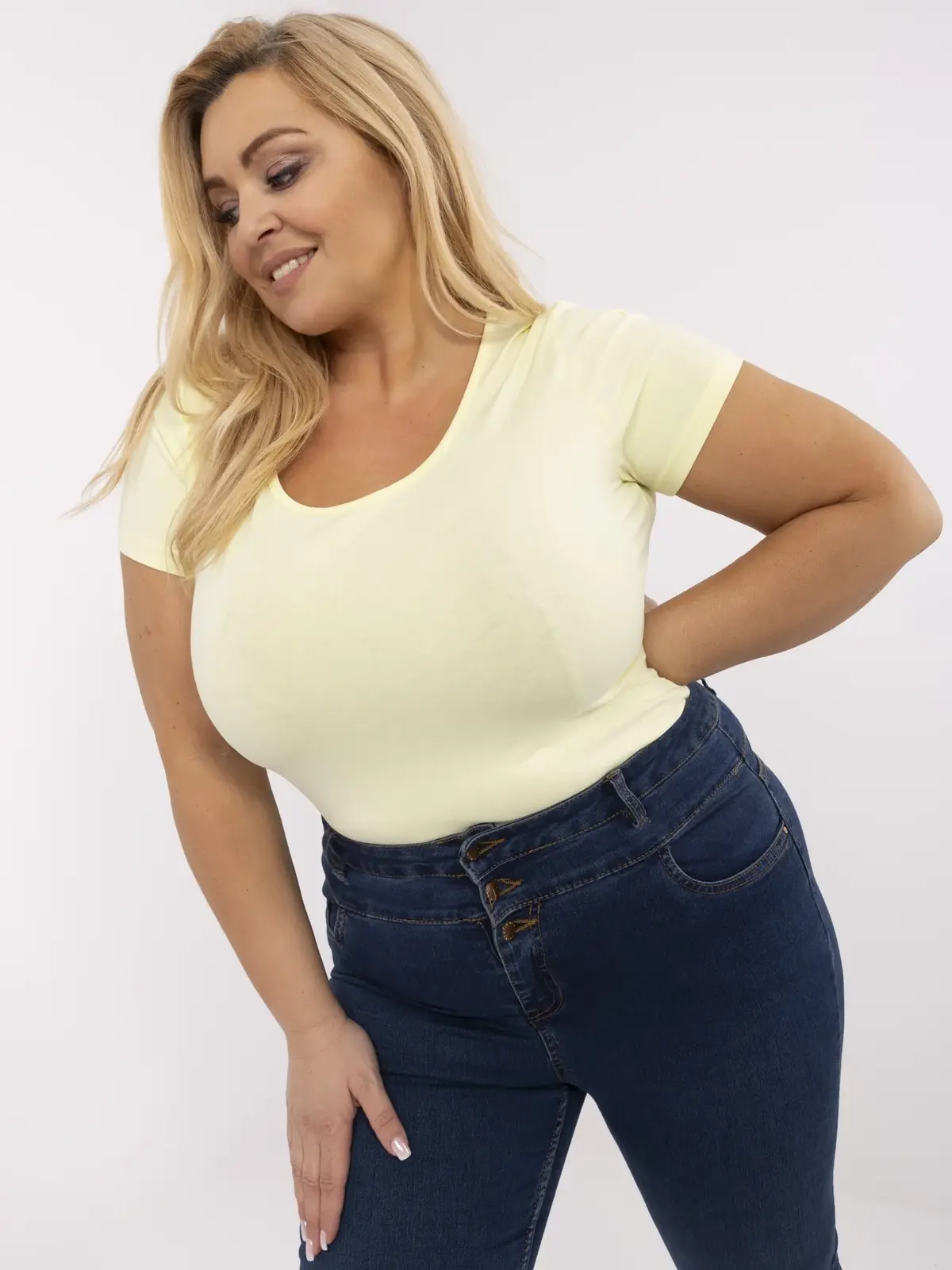 Žlté dámske tričko Plus Size z bavlny