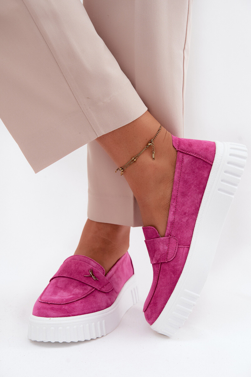 Kožené semišové slip-on topánky na platforme, Vinceza Fuchsia