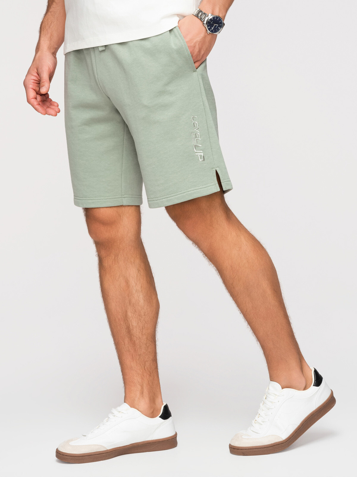 Ombre Men's REGULAR FIT french terry knit shorts - pastel green