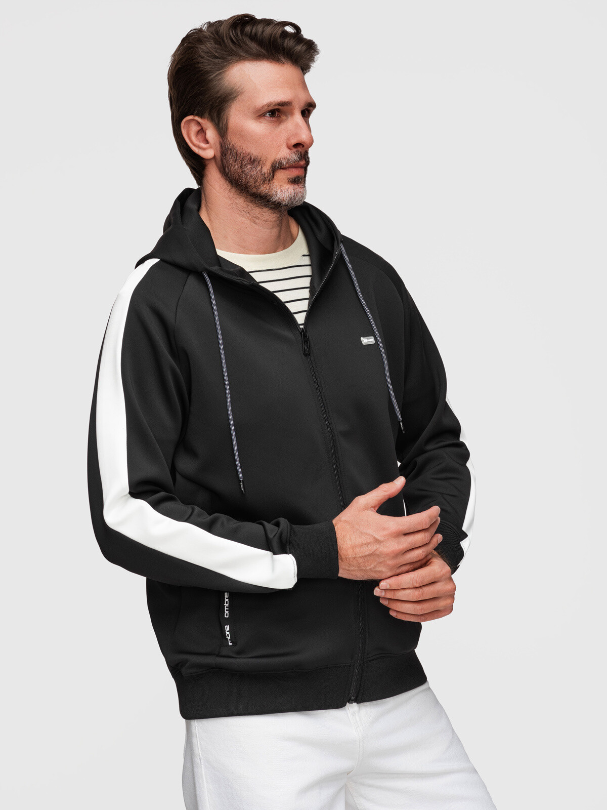 Ombre Men's zip-up hoodie with piping