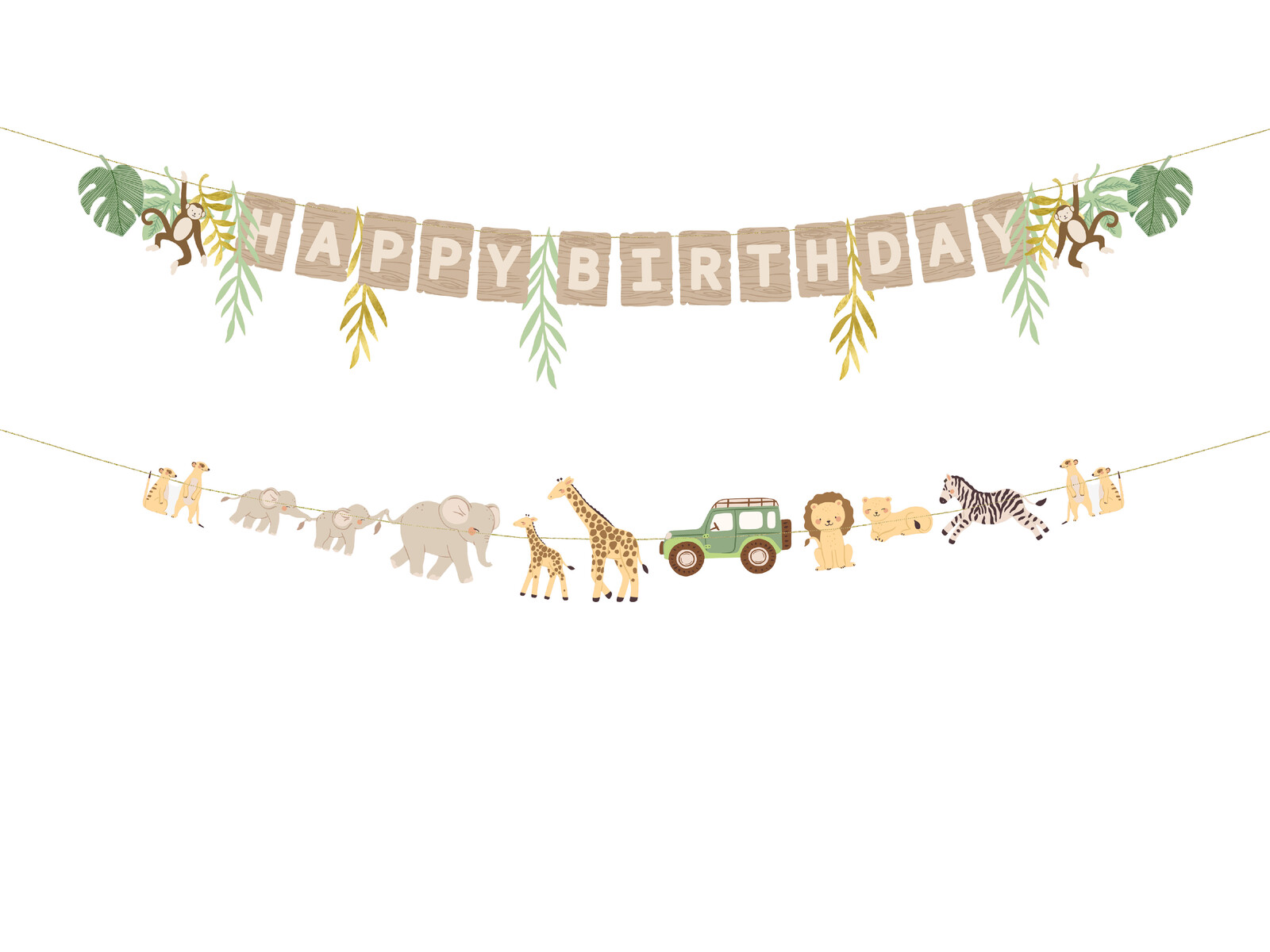 PartyDeco Banner Happy Birthday - Safari 180 cm