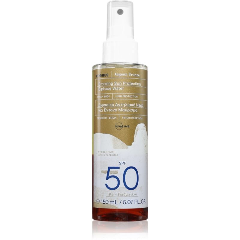 Korres Aegean Bronze bronzujúca hmla na opaľovanie SPF 50 150 ml