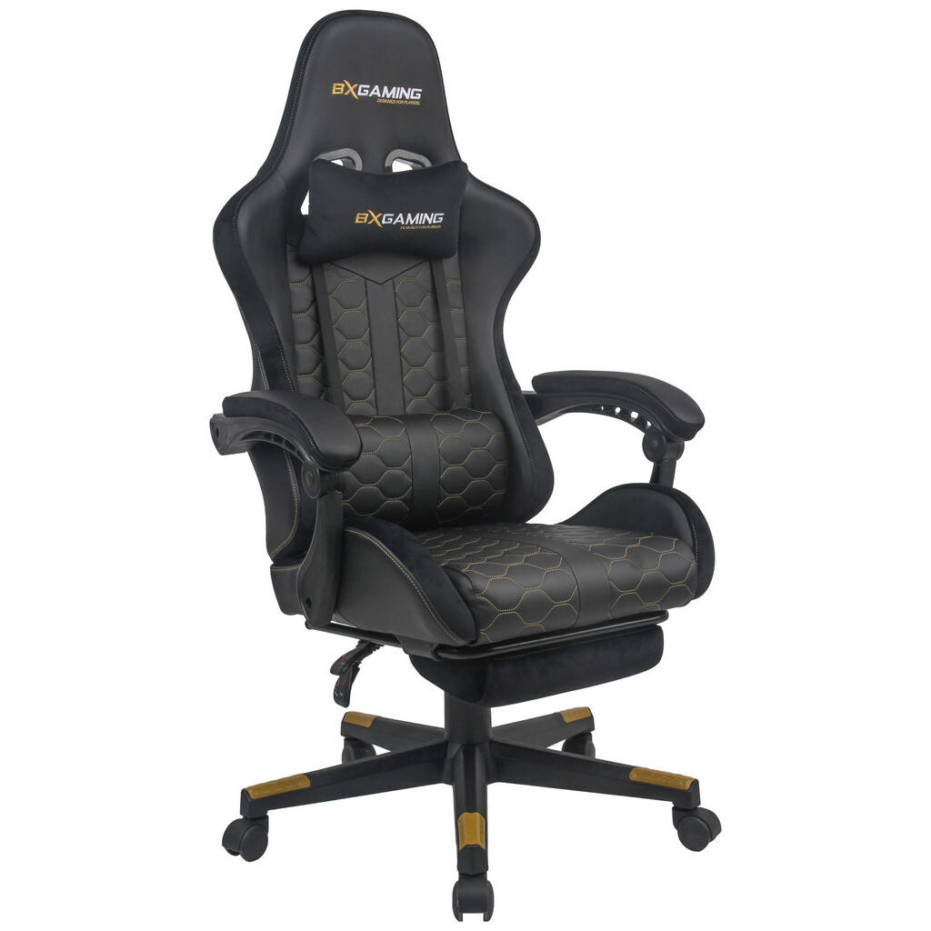 BX Gaming HERNÁ STOLIČKA, vzhľad kože, zamat, čierna