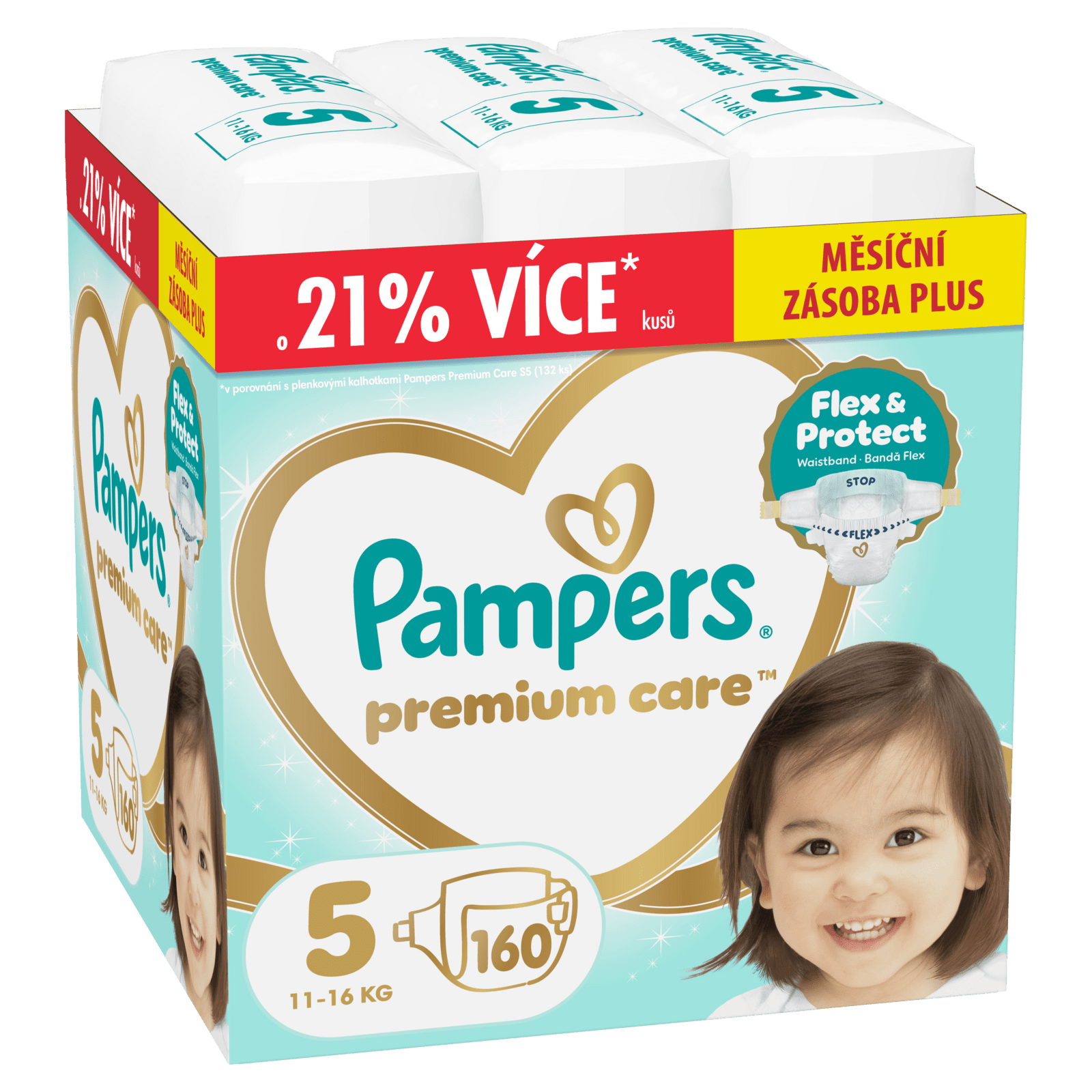 PAMPERS Premium Care Veľkosť 5, 11kg-16kg 160 ks