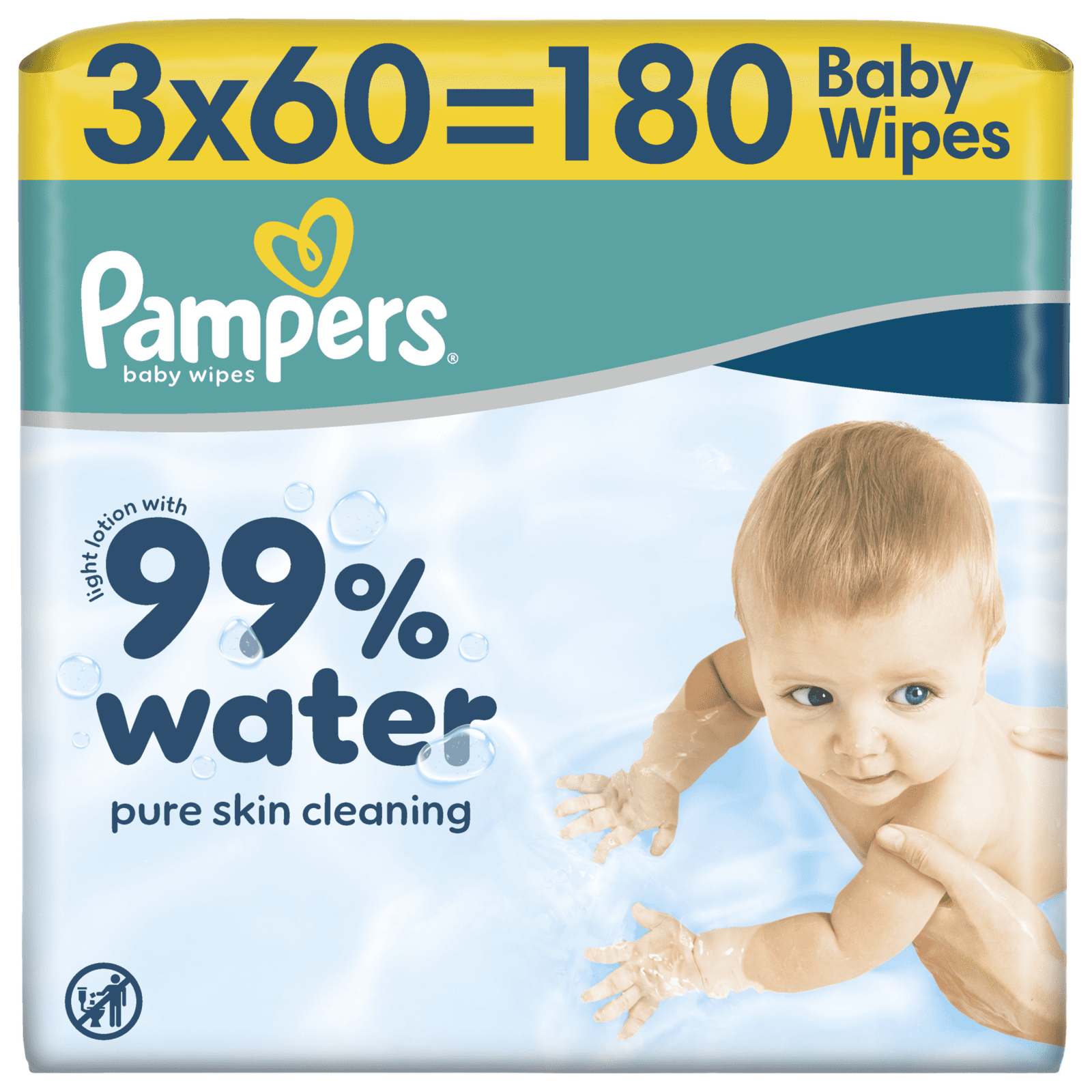 PAMPERS Detské čistiace obrúsky s 99% vody 3 x 60 ks