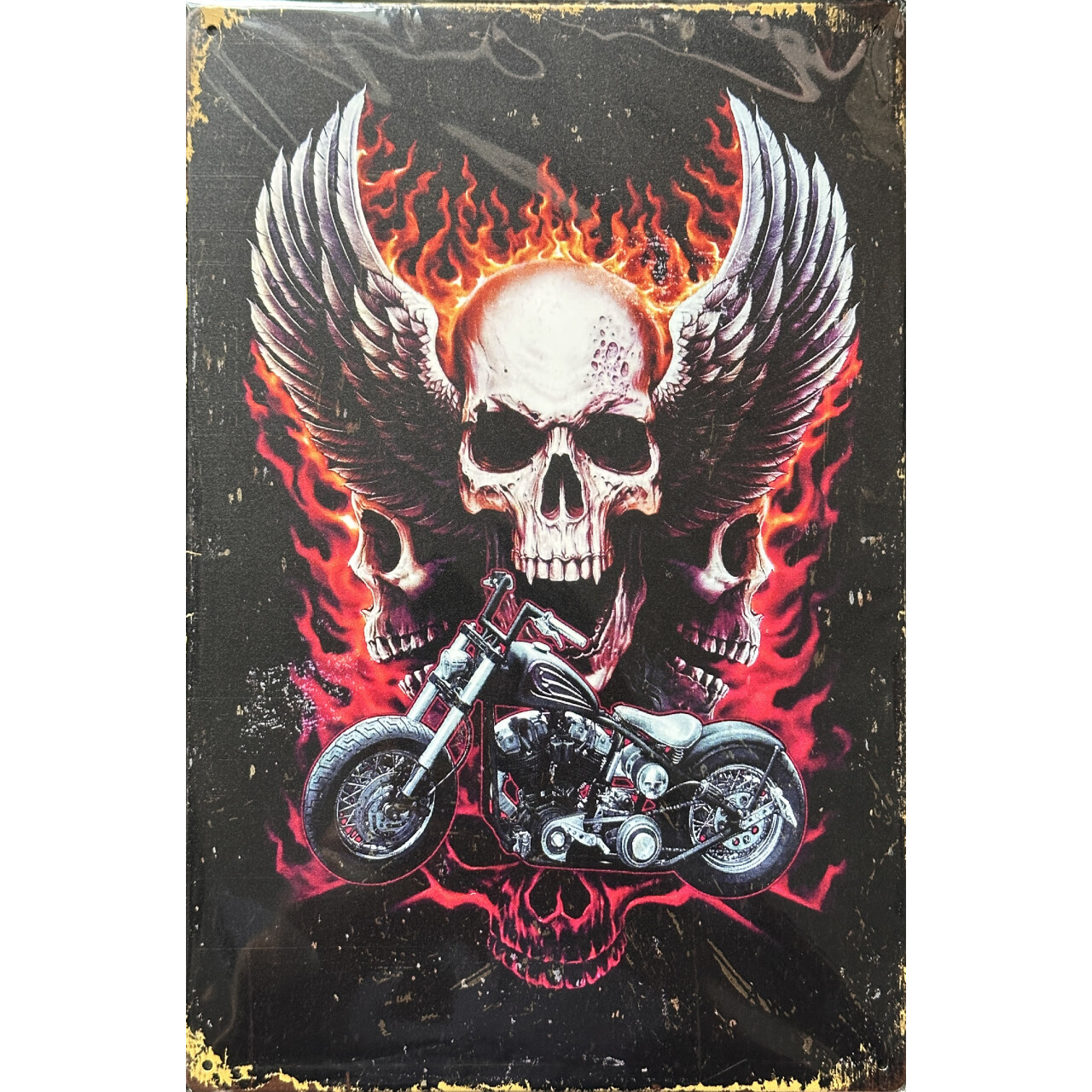 Ceduľa plechová Legal Life Fire Skull 30x20cm - farebná