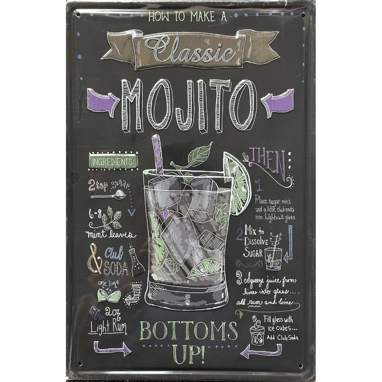 Ceduľa plechová Legal Life Mojito 30x20cm - farebná