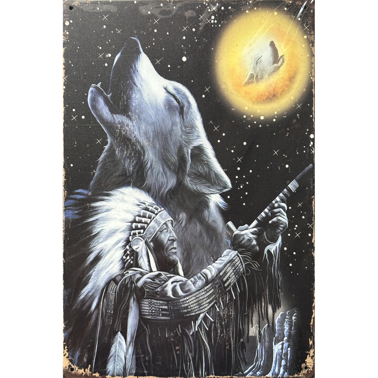 Ceduľa plechová Legal Life Indian Wolf 30x20cm - farebná