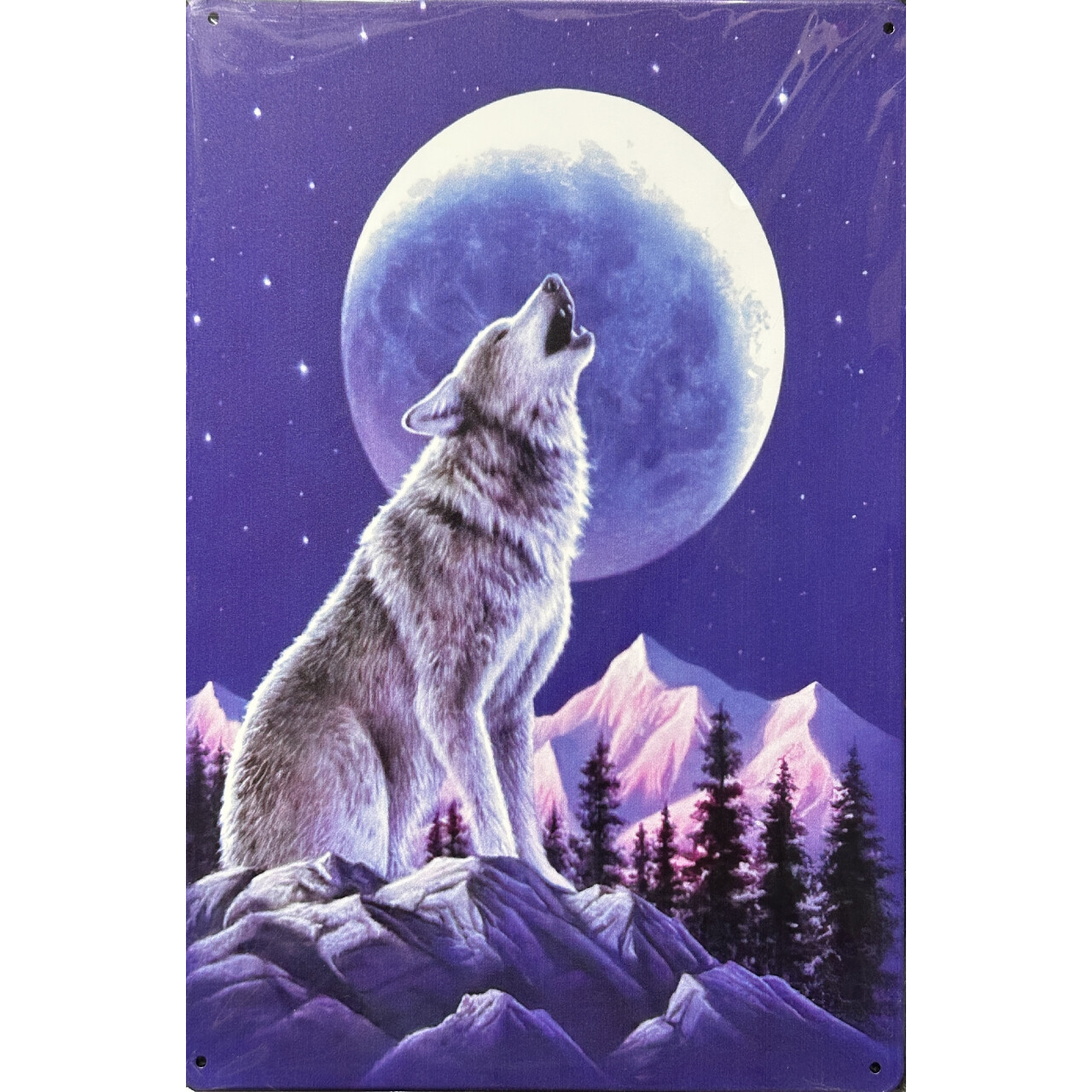 Ceduľa plechová Legal Life Moonlight Wolf 30x20cm - farebná