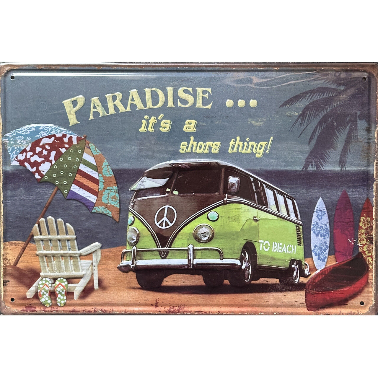 Ceduľa plechová Legal Life Paradise 20x30cm - farebná