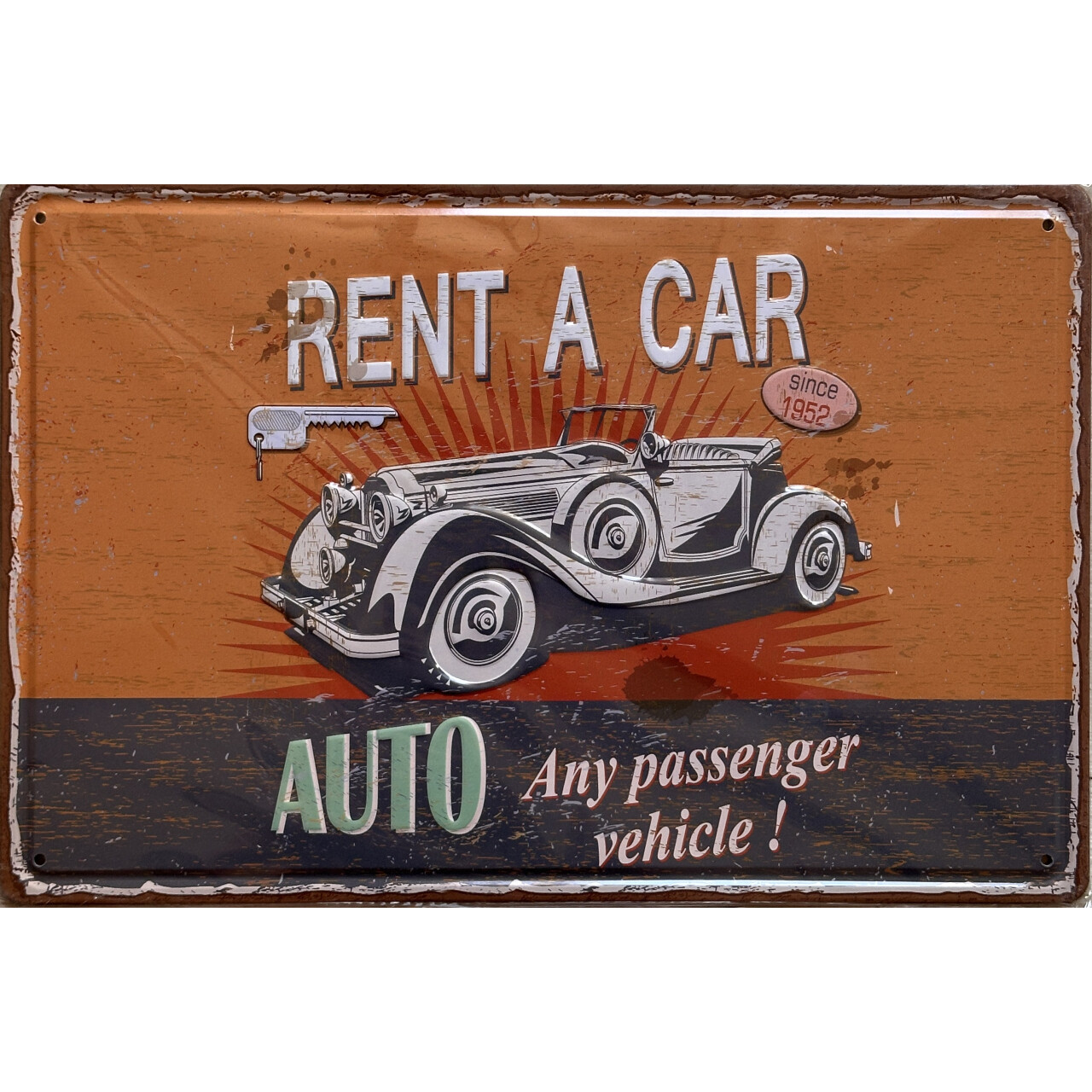 Ceduľa plechová Legal Life Rent a car 20x30cm - farebná