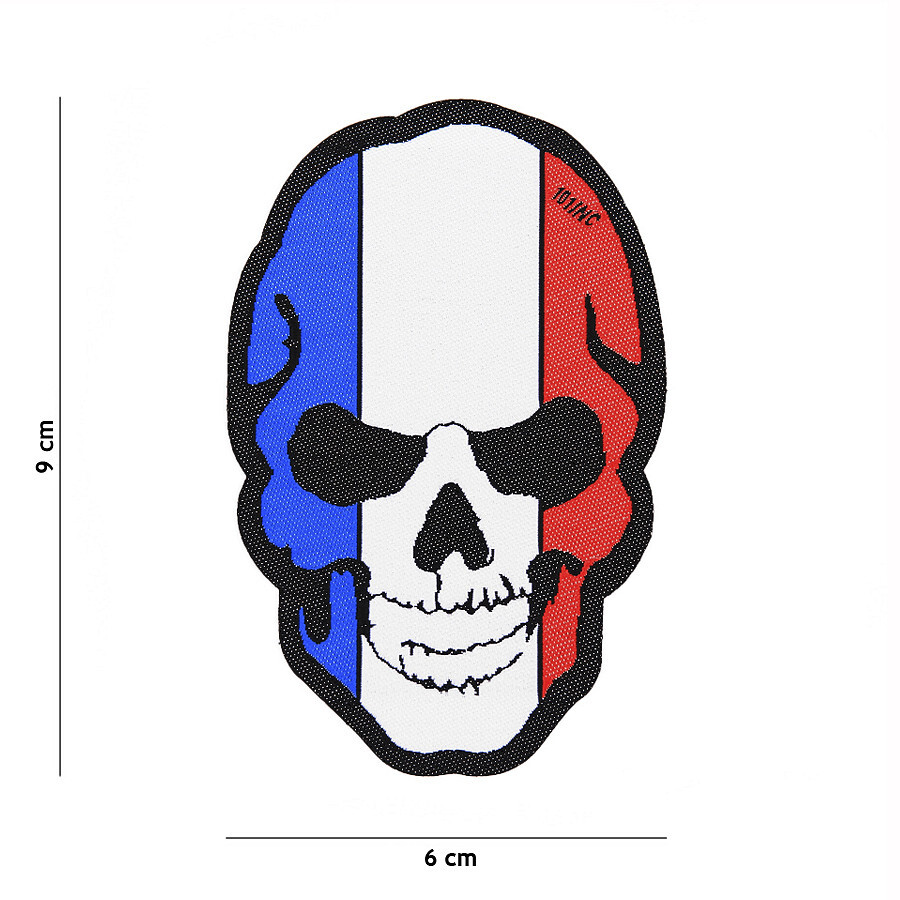 Nášivka textilná Fostex vlajka Francúzsko Skull 9x6 cm - farebná