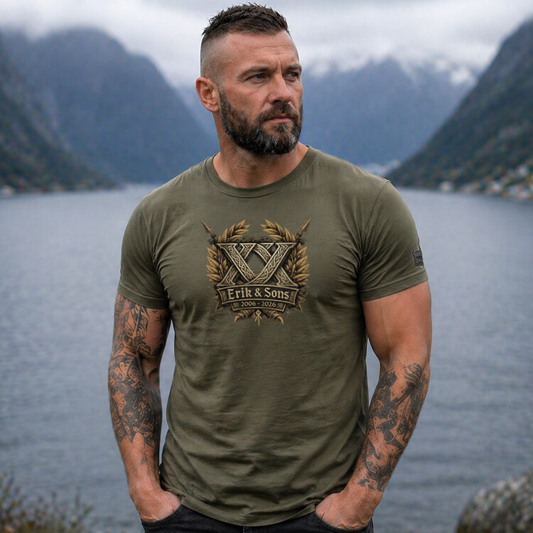 Tričko Erik and Sons XX - olivové, L