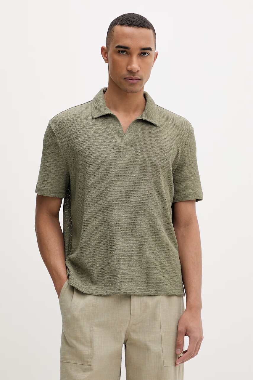 Calvin Klein úpletové polo tričko pánske s viskózou