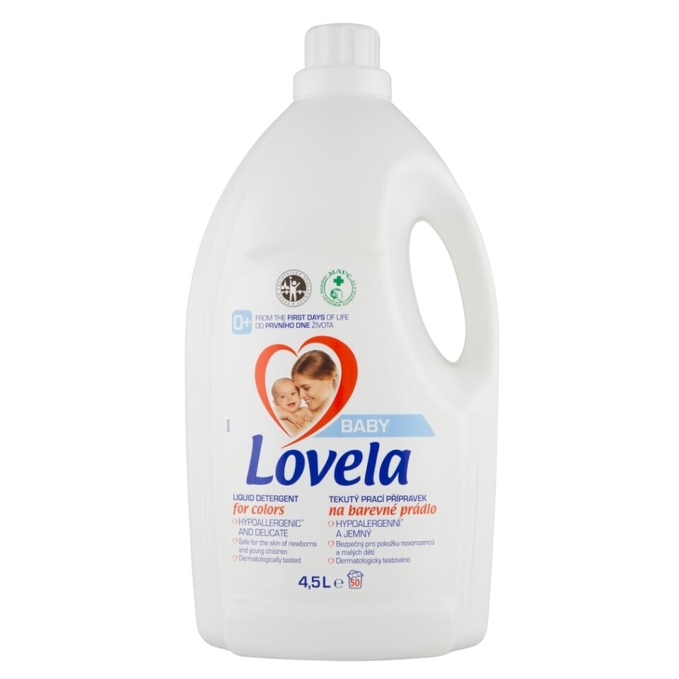 LOVELA Baby Tekutý prací prípravok na farebnú bielizeň 50 praní 4,5 l, poškodený obal