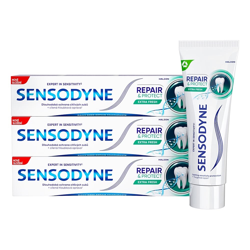 SENSODYNE Zubná pasta Repair&Protect Extra Fresh s fluoridom 3 x 75 ml, poškodený obal