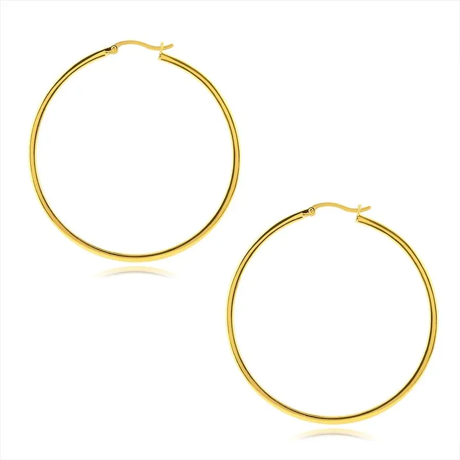 Strieborné náušnice 925 veľké kruhy, 50 mm, pozlátené 18K zlatom