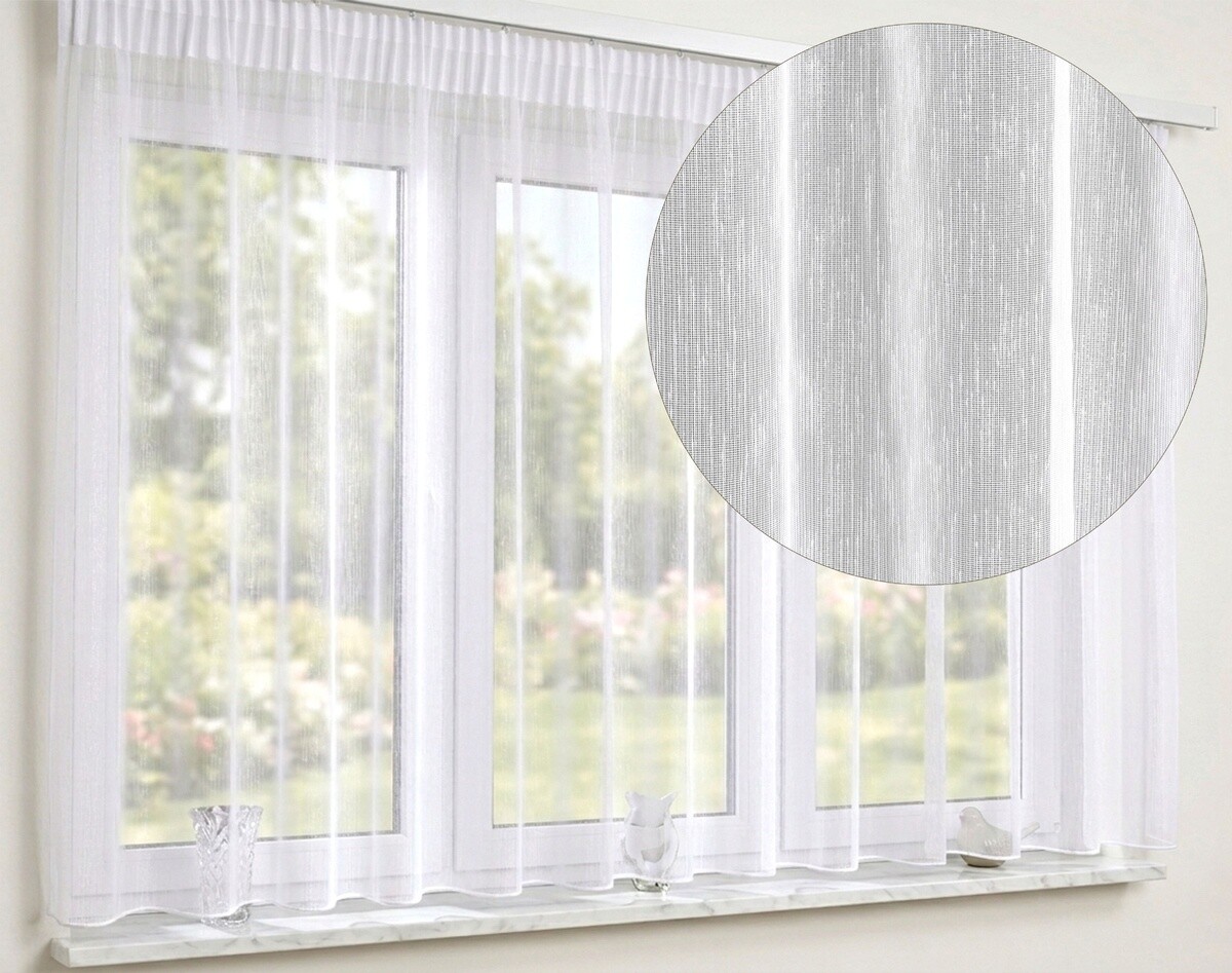 Záclona markizeta, Solaris s leskom a s olovkom metráž, biela 140 cm