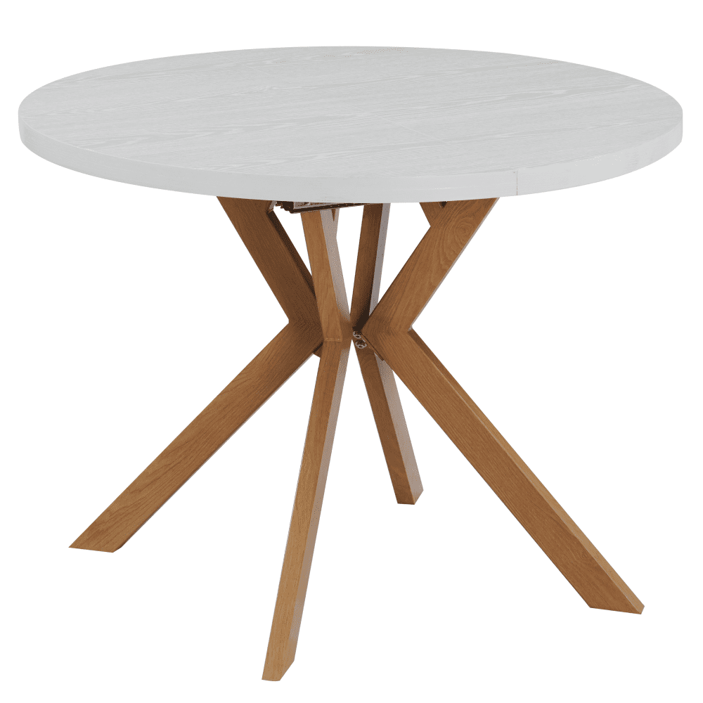 Jedálenský rozkladací stôl, biela/dub, 100-250x75,5 cm, LUKOS