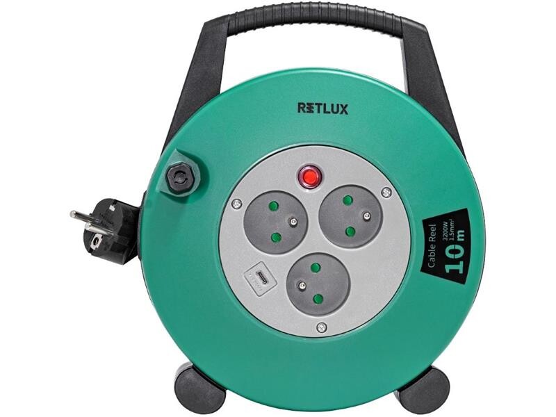 Predlžovací kábel na bubne - 3 zásuvky 10 m RETLUX RPC 55
