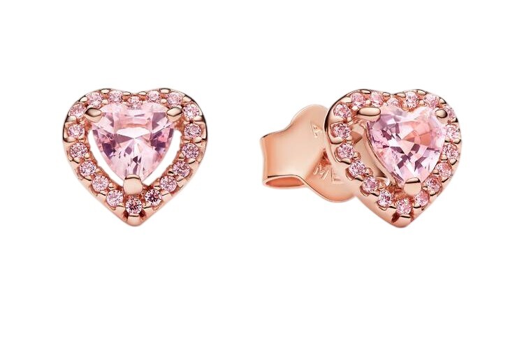 Pandora Pozlátené náušnice Ružové srdiečko Rose Timeless 288427C02