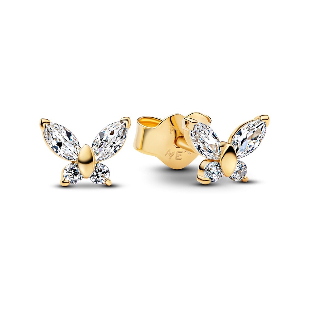 Pandora Pozlátené kôstky Motýlik so zirkónmi Shine Timeless 264264C01