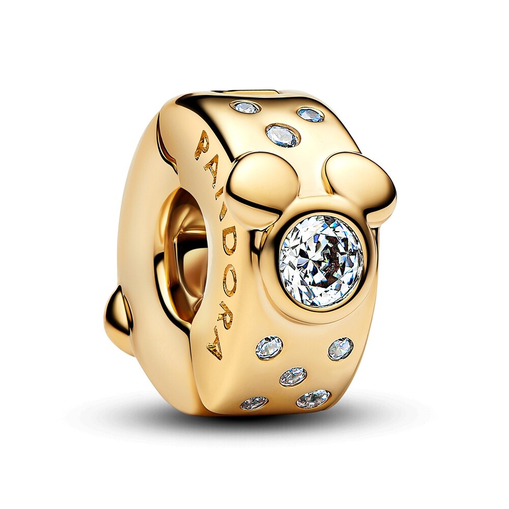 Pandora Pozlátená klipová korálka Mickey a Minnie Shine 764130C01