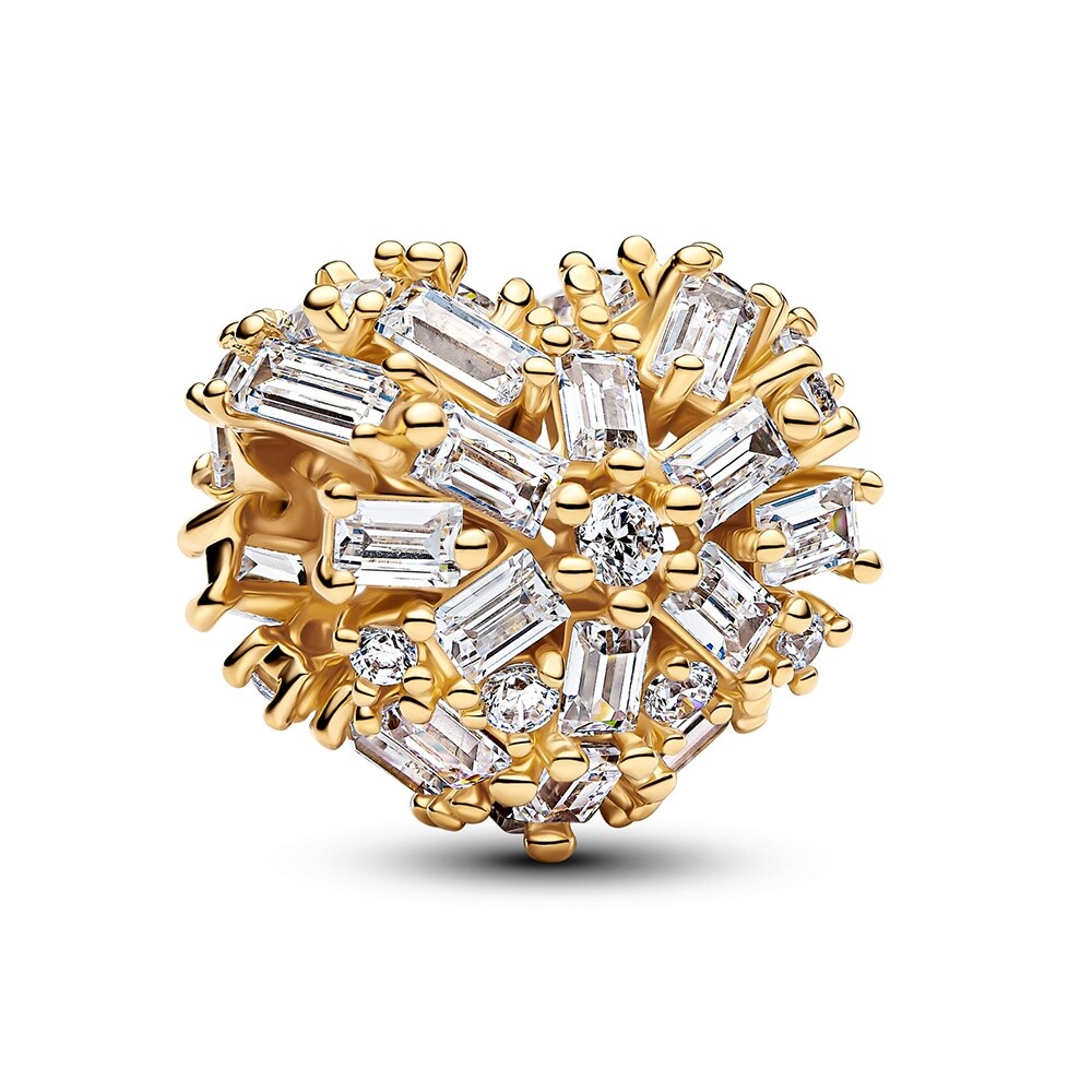 Pandora Pozlátená korálka Trblietavé srdce Shine Moments 764240C01
