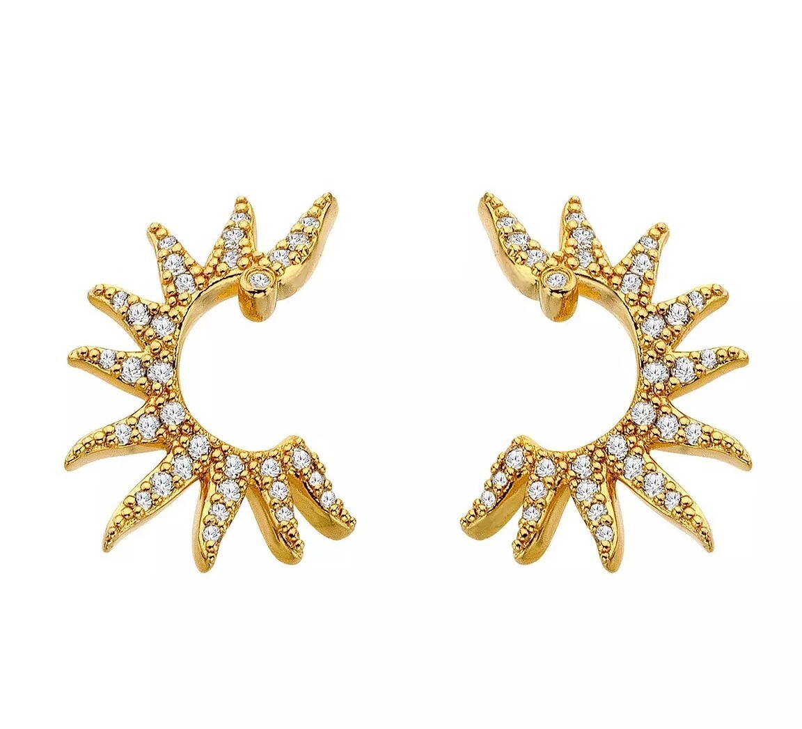 Hot Diamonds Moderné pozlátené náušnice s diamantom a topazami SOL DE898