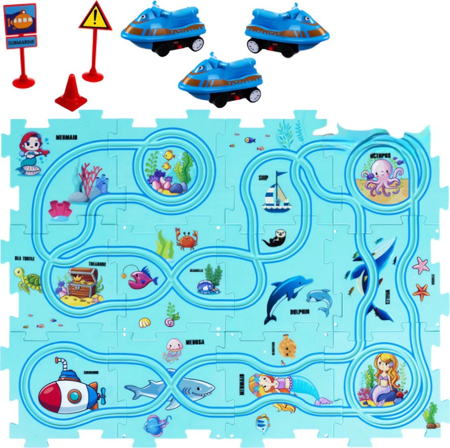 Kruzzel 24851 Interaktívne puzzle podmorský svet s dopravnými značkami