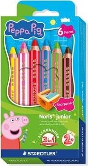 STAEDTLER Peppa Pig Noris junior jumbo 3 v 1, 6 farieb