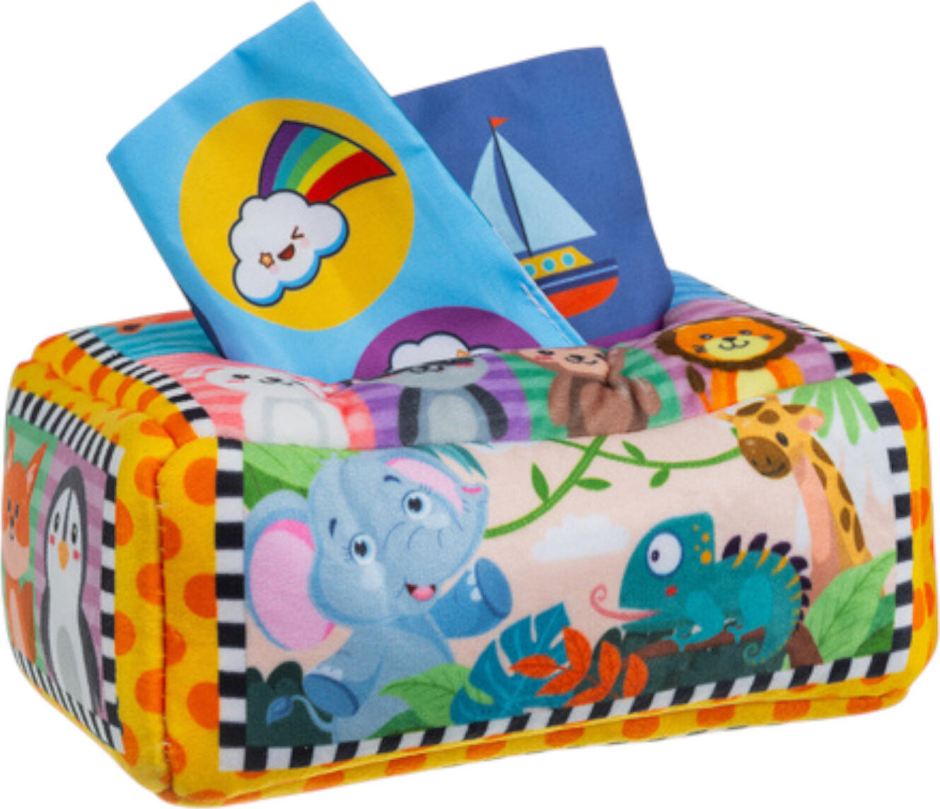 Kruzzel 26289 Senzorický box s barevnými kapesníky a zvířátky