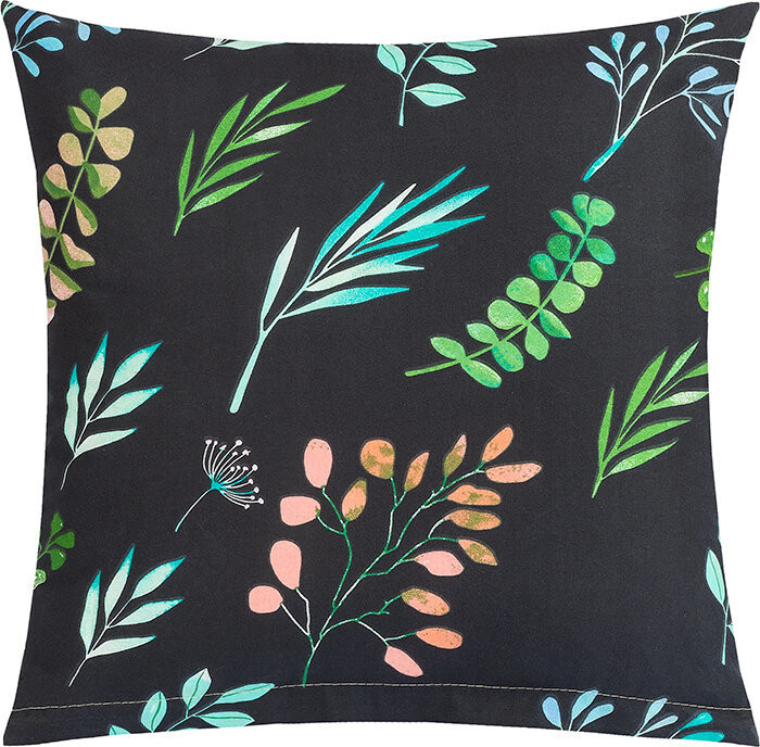 BELLATEX Adela vankúšik 40 × 40 cm 55/236 lístky na čiernej